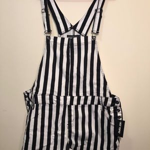 Hot Topic/ Blackheart Striped Shortalls
